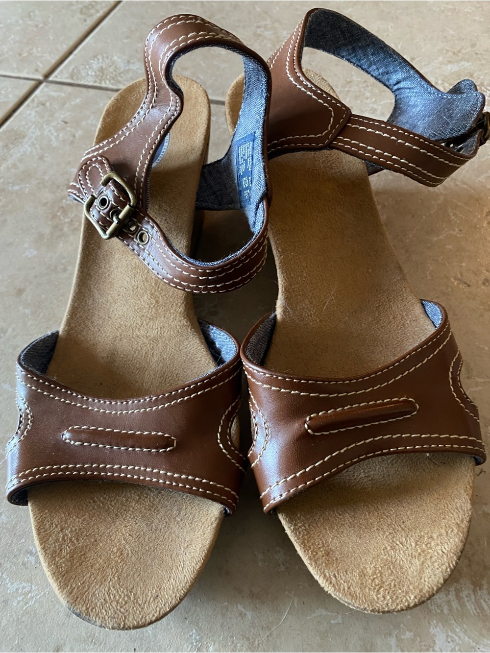 Women's Brown Leather Wedge Sandals - Comfortable Casual Style
